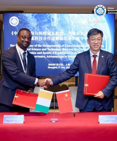 Coopération, la SODEXAM signe un mémorandum d’entente avec China Meteorological Administration (CMA)